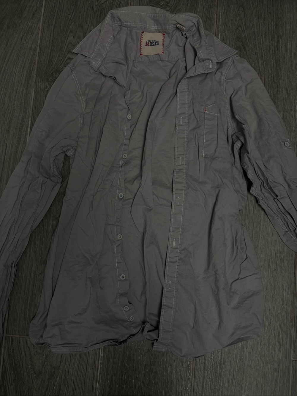 Men's Casual Gray Button-Down Shirt - Lightweight Long Sleeve